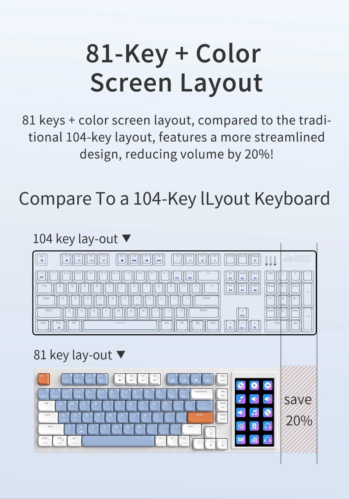 RGB Wired Mechanical Gaming Keyboard with Touchpad and Screen