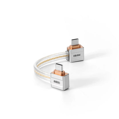 USB-C OTG Cable Pure Silver L-Shaped DAC Audio Cable