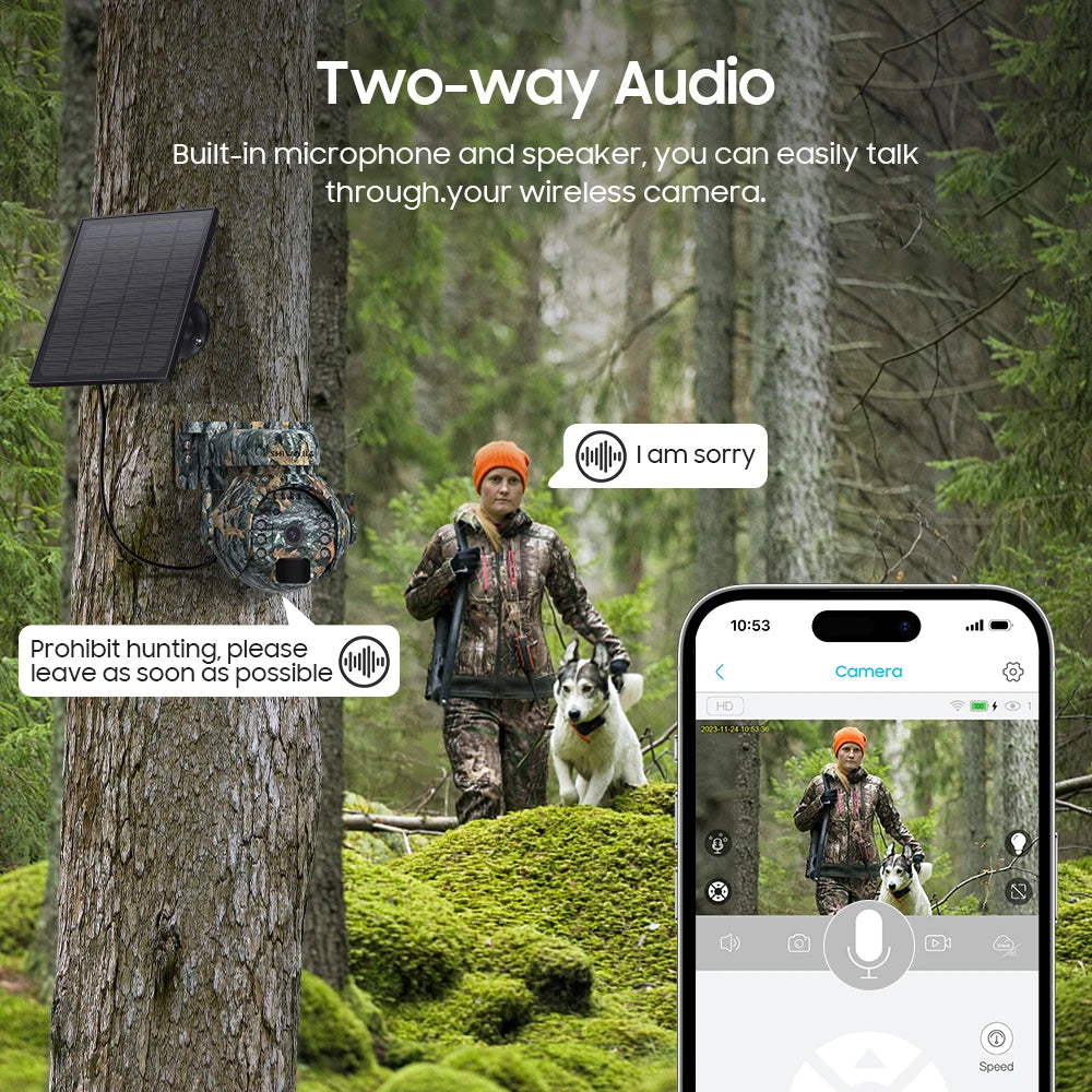 Wireless 5MP Solar Security Camera 4G AI PTZ 32GB