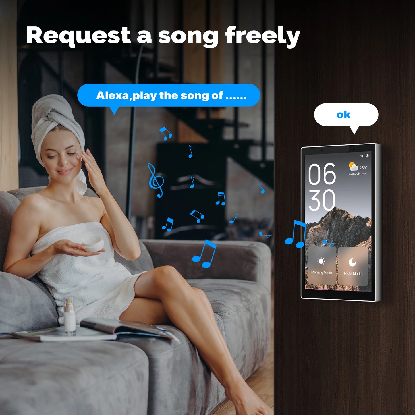 Smart Home Touch Panel 5" with Voice & Scene Control
