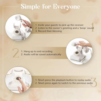 White Vintage Audio Guestbook Phone for Parties and Events