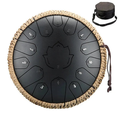 Handpan Style Black Steel Tongue Drum 13 Inch 15 Note