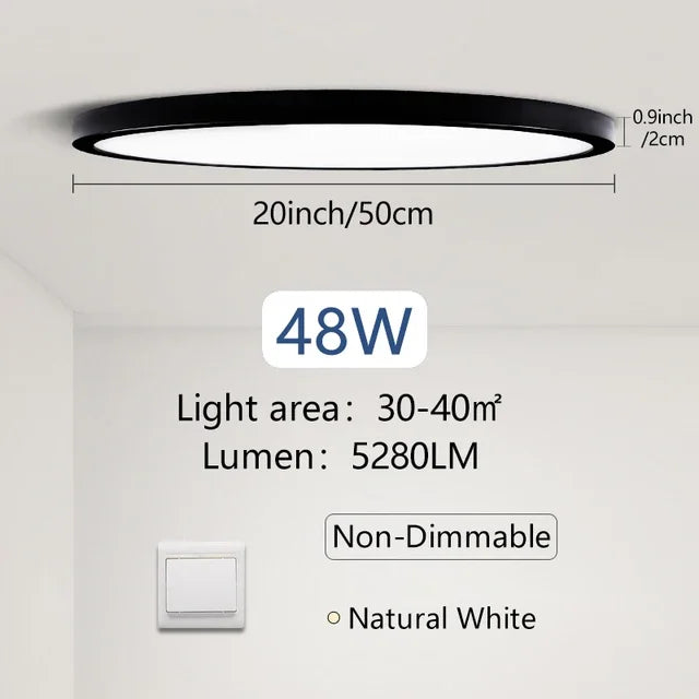 50cm Black Smart LED Ceiling Lamp Neutral White Remote Control