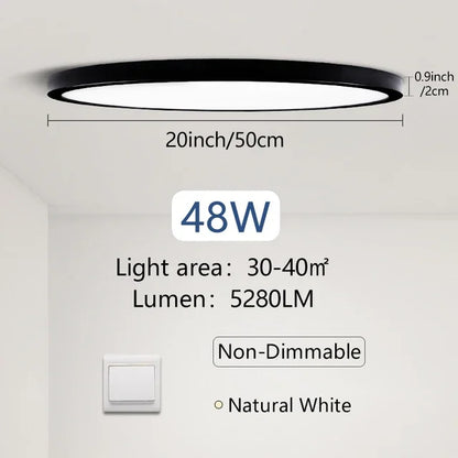 50cm Black Smart LED Ceiling Lamp Neutral White Remote Control