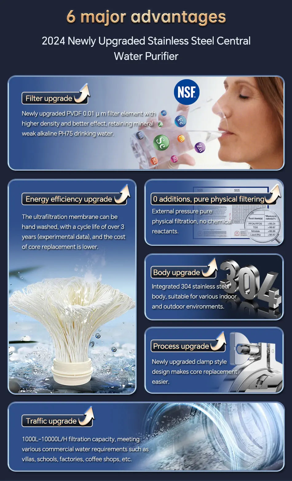 Heavy Duty 5000L Central Water Purifier with Ultrafiltration