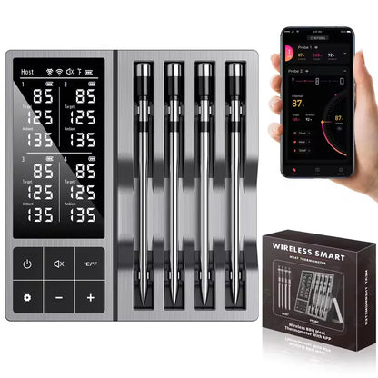 Wireless Bluetooth Meat Thermometer 4 Probe Smart BBQ