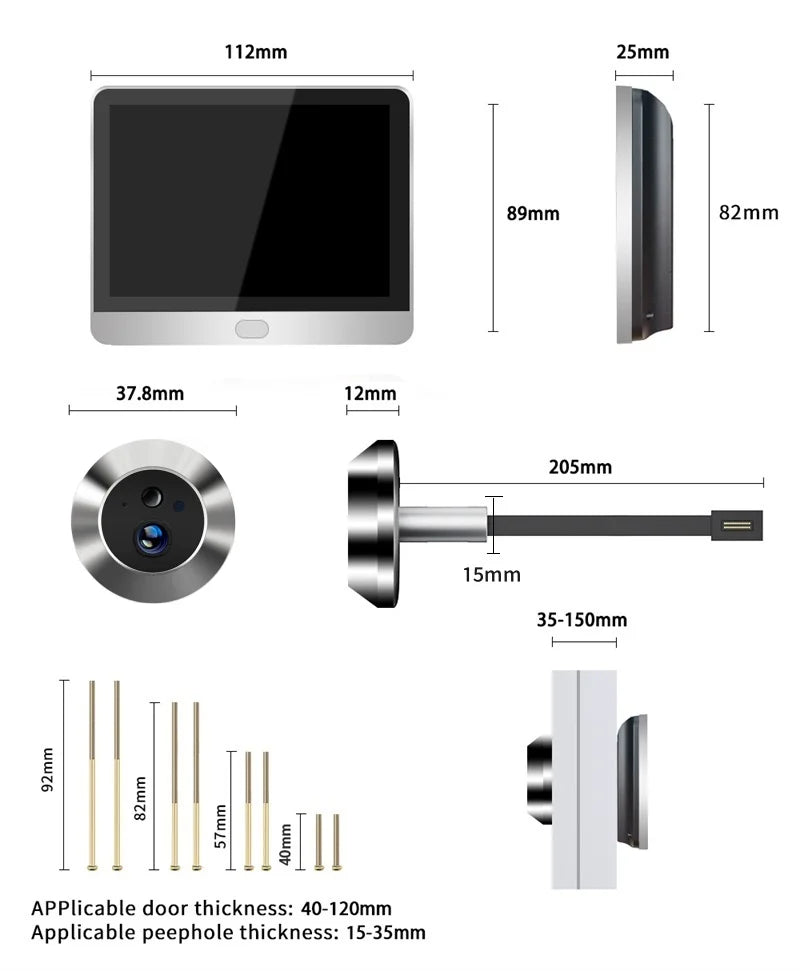 Smart WiFi Door Peephole Camera 1080p Digital Door Viewer