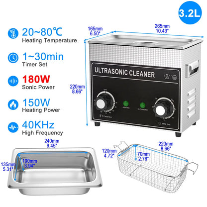 Heavy Duty 3.2L 180W Ultrasonic Cleaning Machine