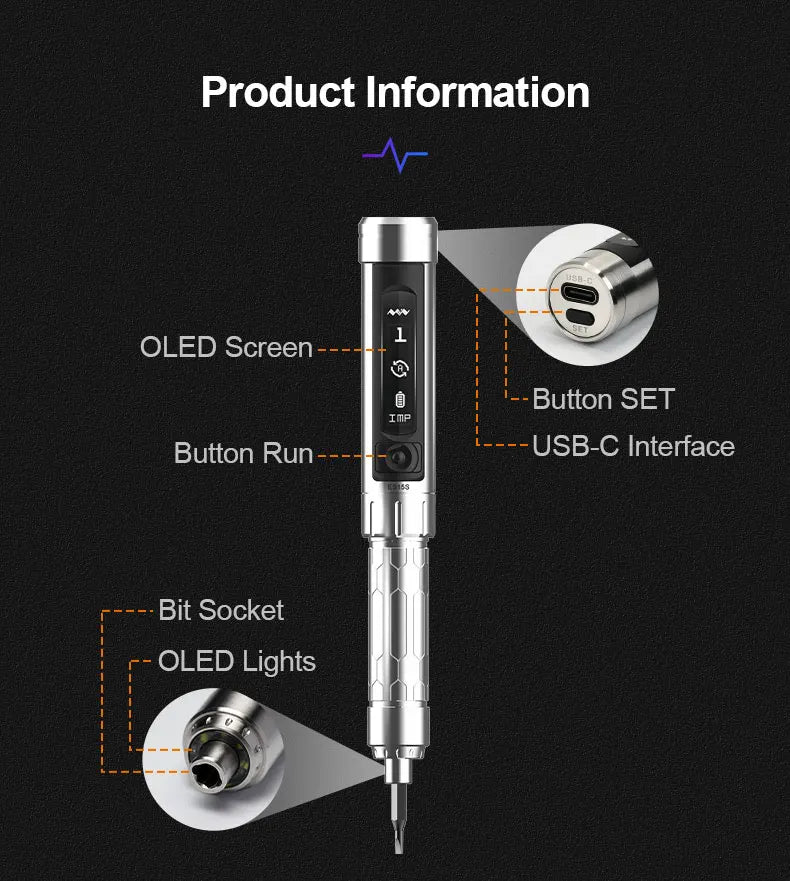 Cordless Electric Screwdriver with 24 Bit Set and LED