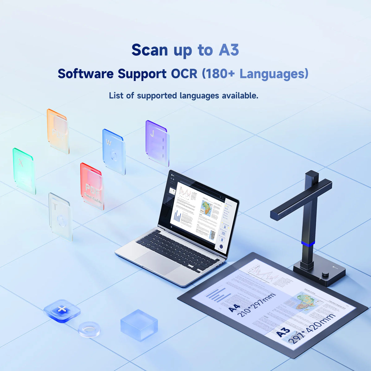 Portable 13MP Book and Document Scanner with Curve Flattening