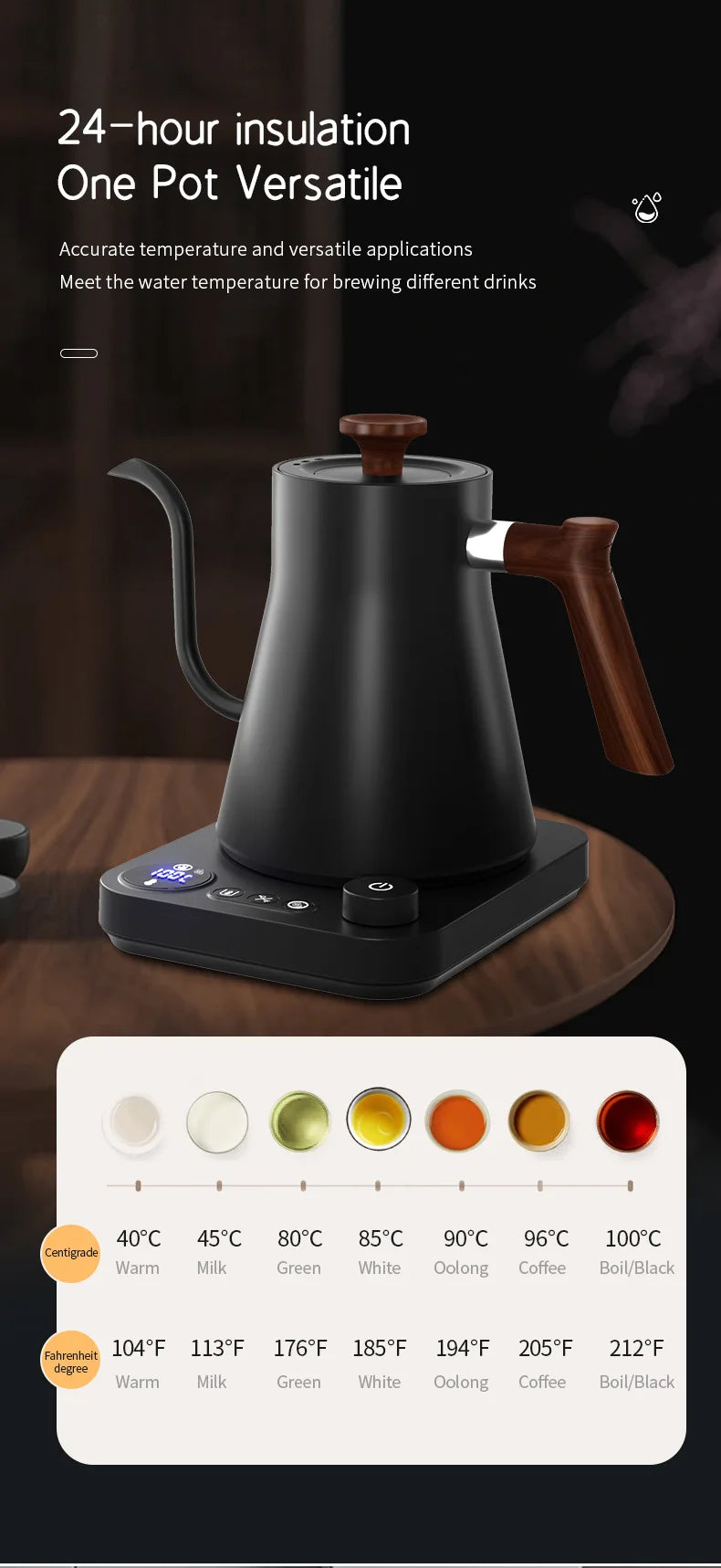 1200W Smart Gooseneck Kettle with Temperature Control