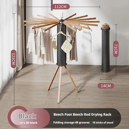 Portable Black Tripod Clothes Drying Rack Floor Standing Swivel Arms