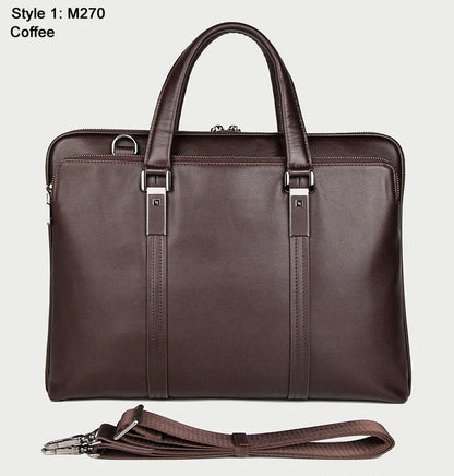 Mens Leather Business Laptop Bag 15.6" Coffee