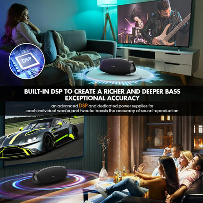 120W Portable Bluetooth Speaker with IPX6 Waterproof Bass