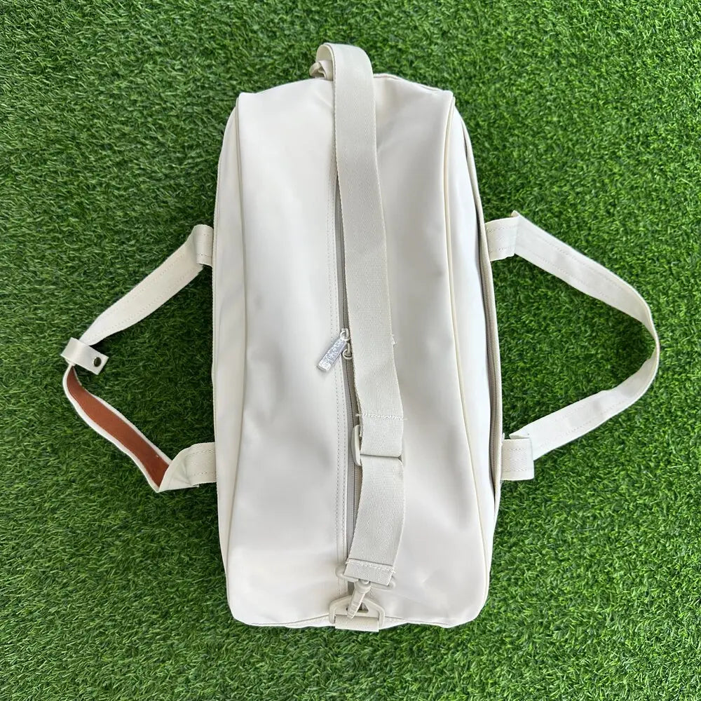 Vintage Tennis Racket Duffel Bag Cream for Men and Women