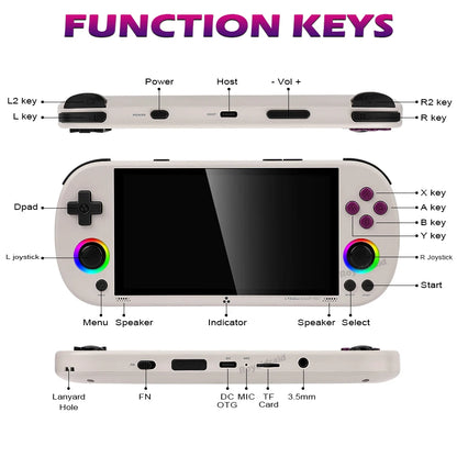 White Portable Retro Gaming Console with RGB Lighting