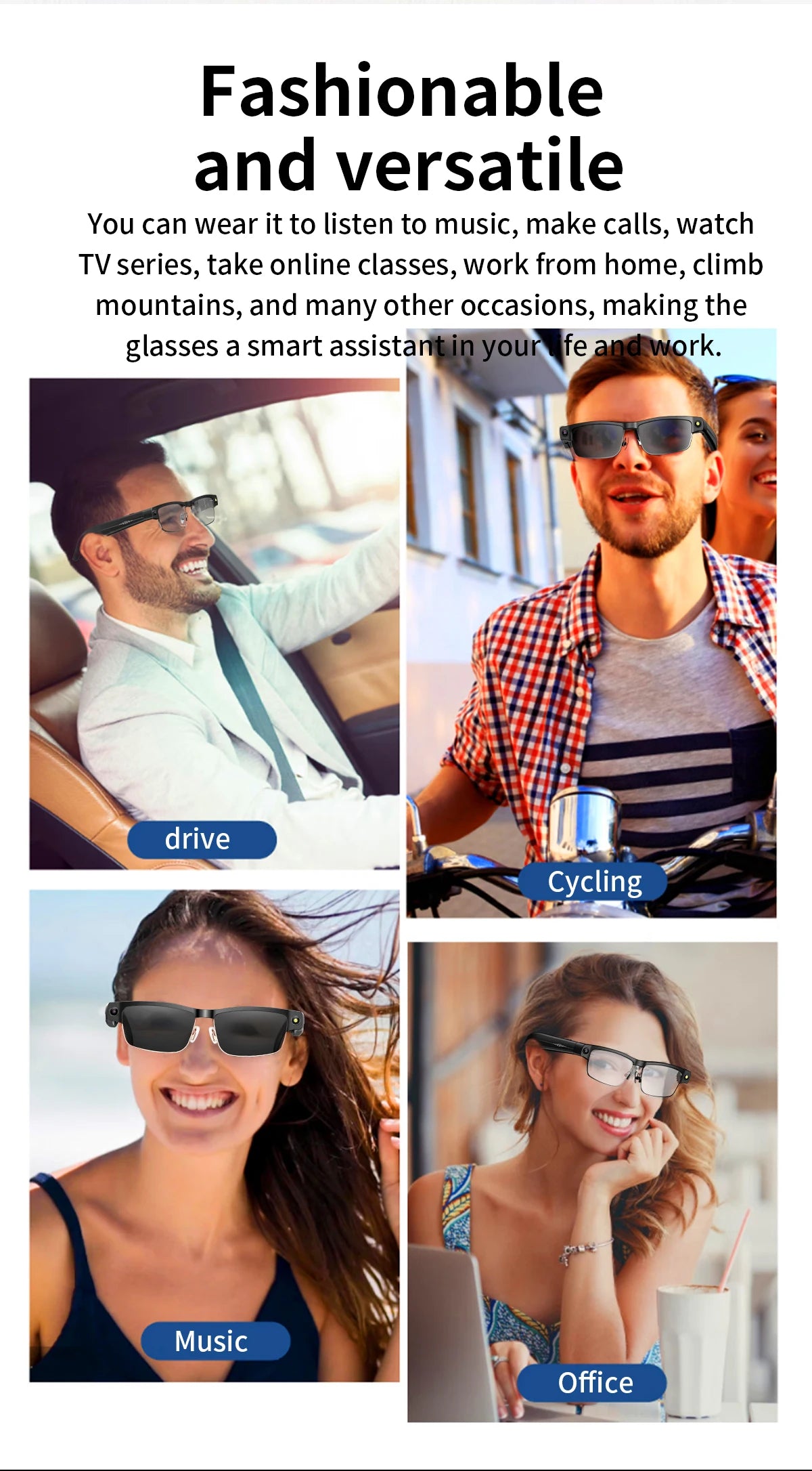 Anti Blue Light Smart Glasses with AI Camera