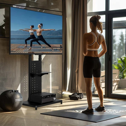 Rotating Vertical TV Floor Stand with Adjustable Height 32–65"