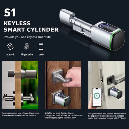 Smart Fingerprint Door Lock Cylinder with PIN Bluetooth