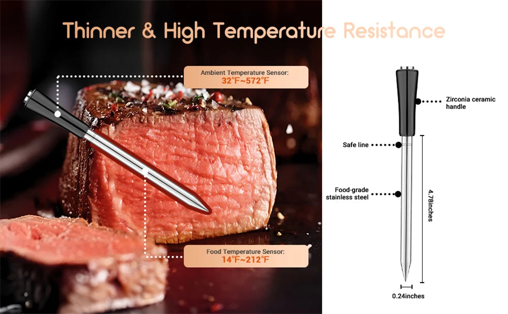 Waterproof Wireless Meat Thermometer for Grilling and Smoking