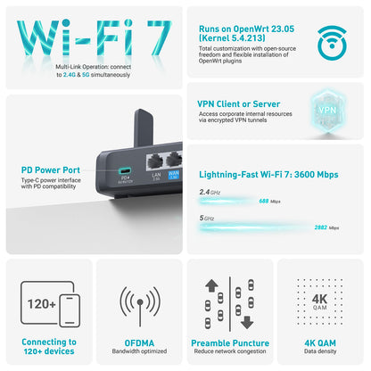 Portable WiFi 7 Router with Protective Carry Case