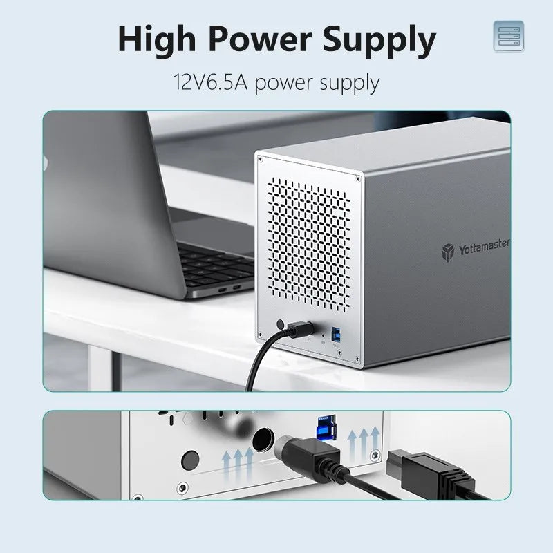 5 Bay USB3.1 Type C Aluminum RAID Hard Drive Enclosure