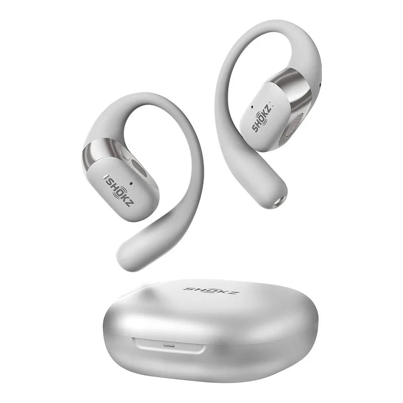 Silver OpenFit Hanging Ear Headset with DualBoost Tech