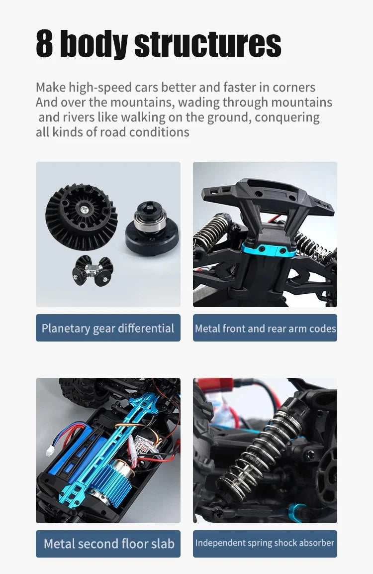 Remote Control Off Road Car 1:16 4WD with LED Lights