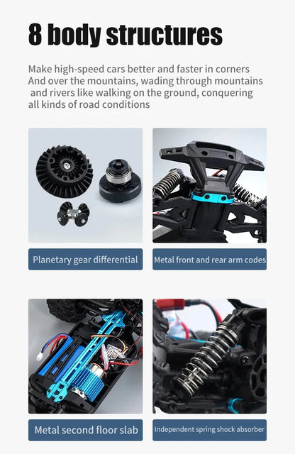 Remote Control Off Road Car 1:16 4WD with LED Lights