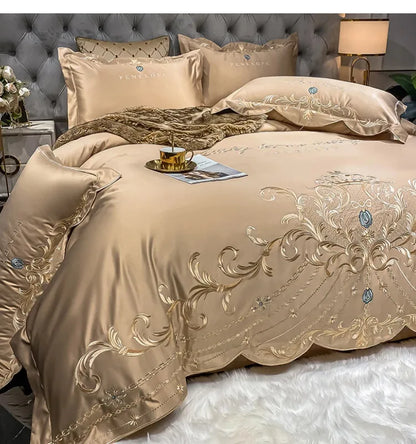 European 4-Piece Cotton Bed Sheet Set Ice Silk Quilt