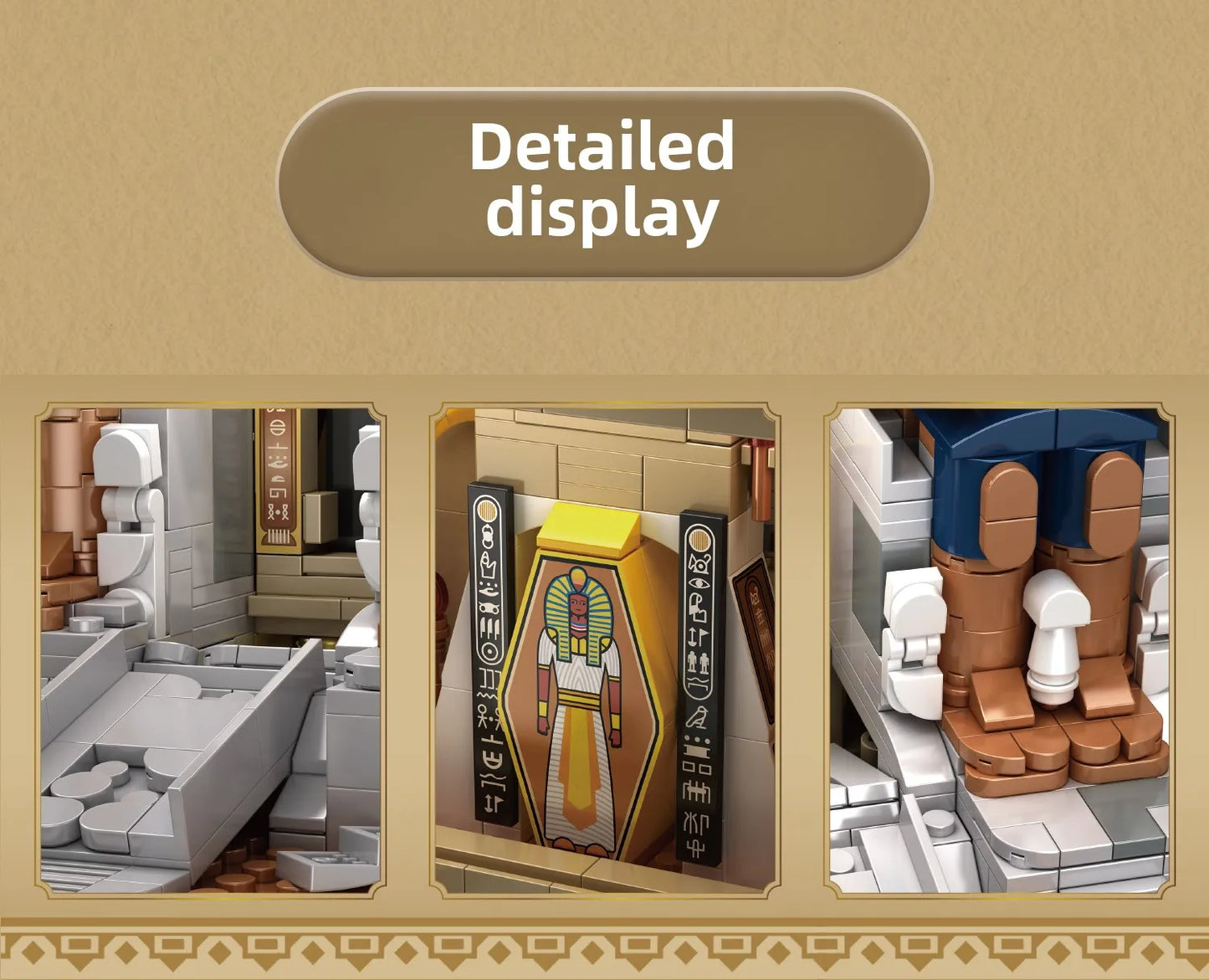 Ancient Egyptian Temple Building Blocks DIY Model with Statues