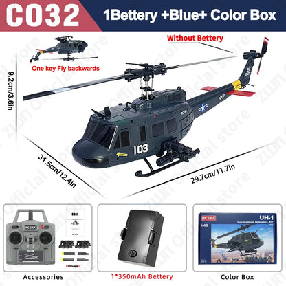 Navy Blue RC Helicopter with Optical Flow Stabilization