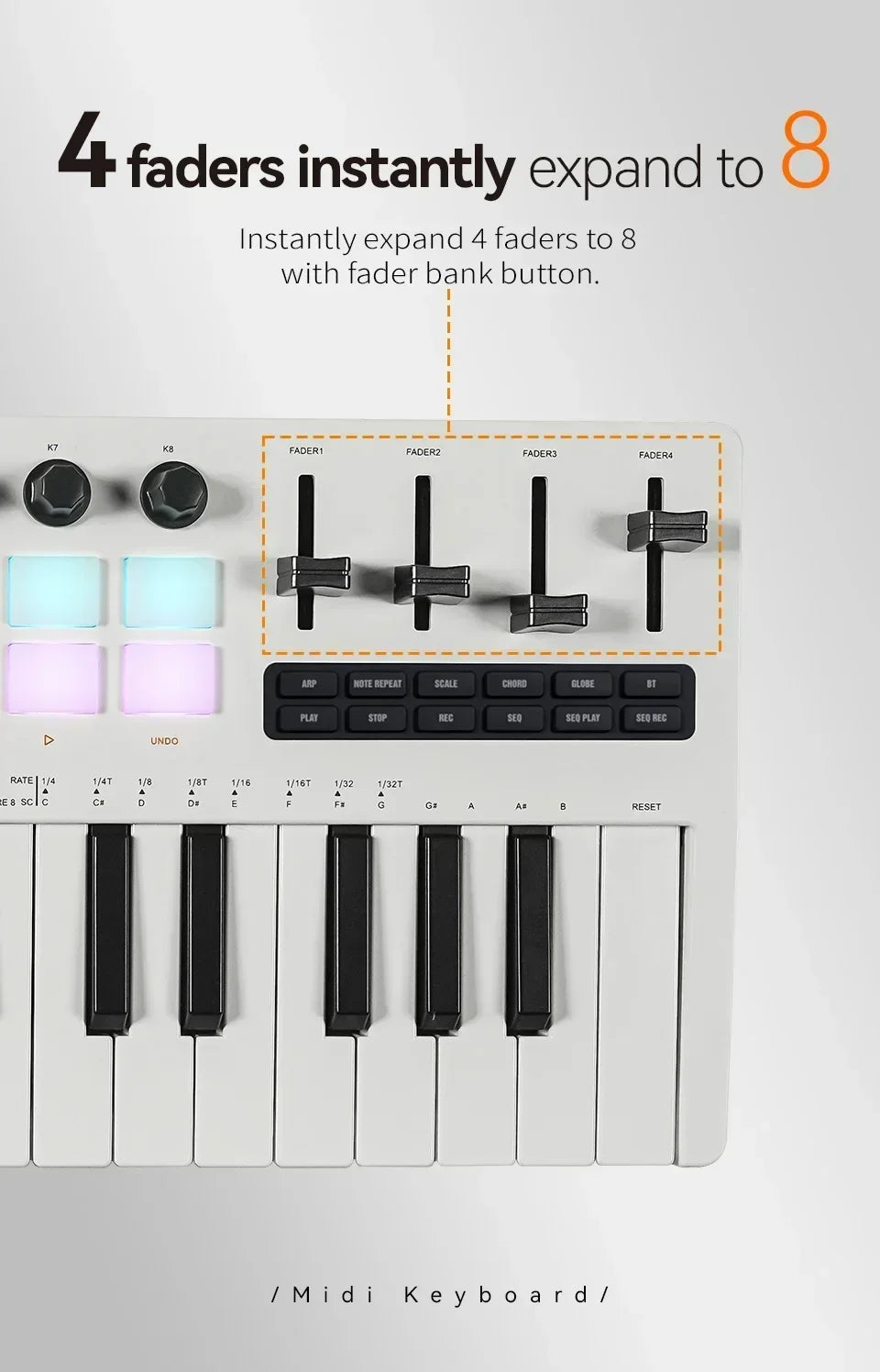 Portable 37-Key MIDI Controller with Built-In Synth Engine