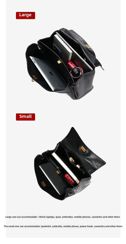 Compact Leather Bag Golden Buckle