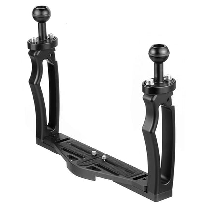Adjustable Dual Handle Underwater Camera Rig Black