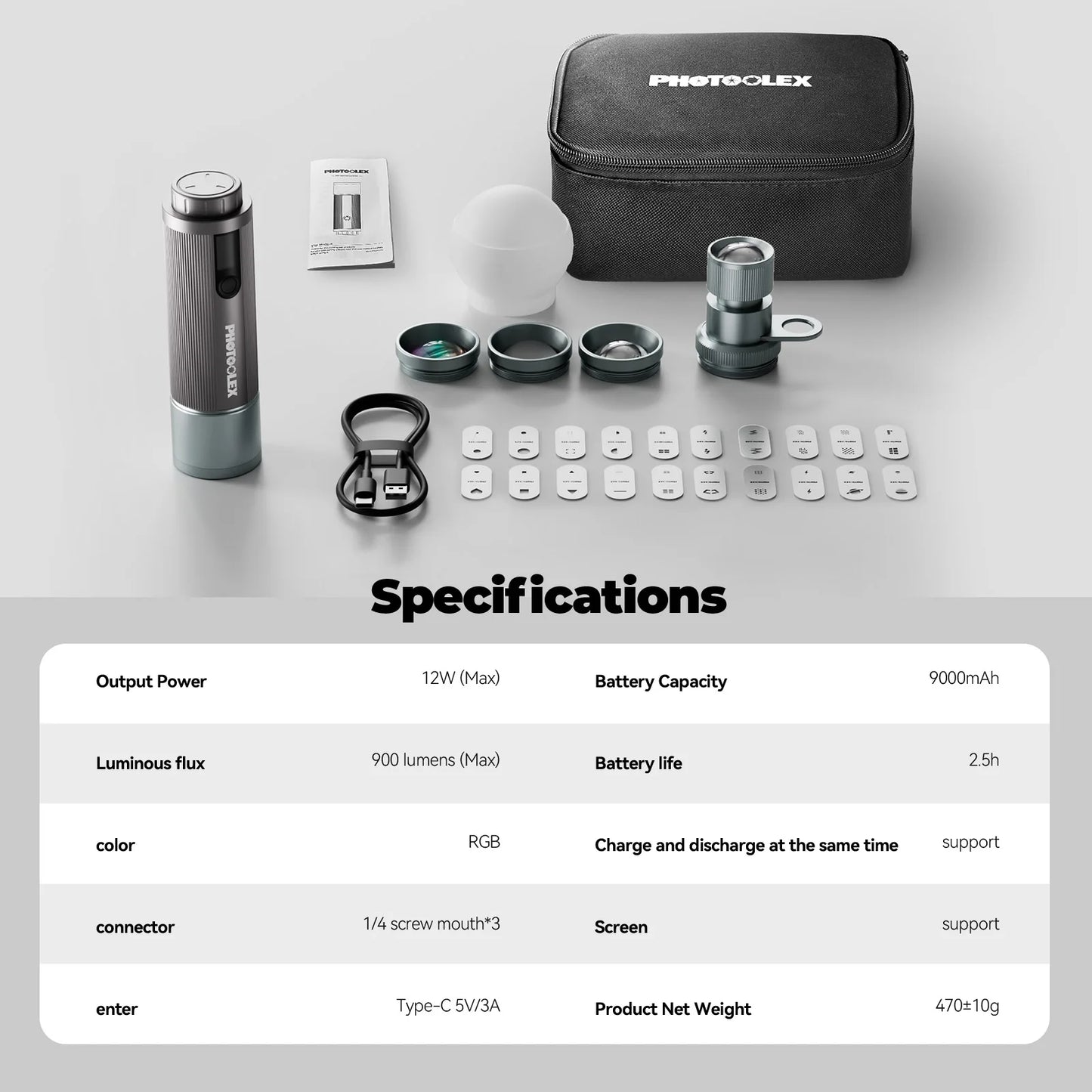 Portable 12W RGB LED Photography Spotlight with App Control