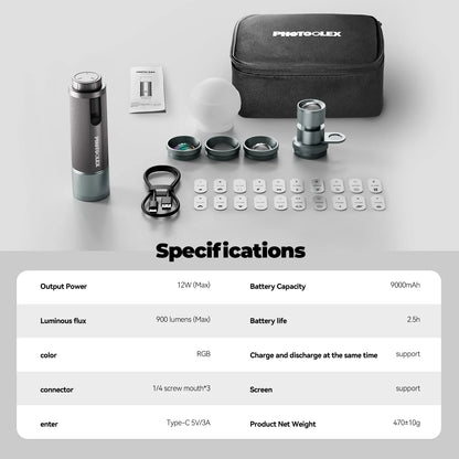 Portable 12W RGB LED Photography Spotlight with App Control