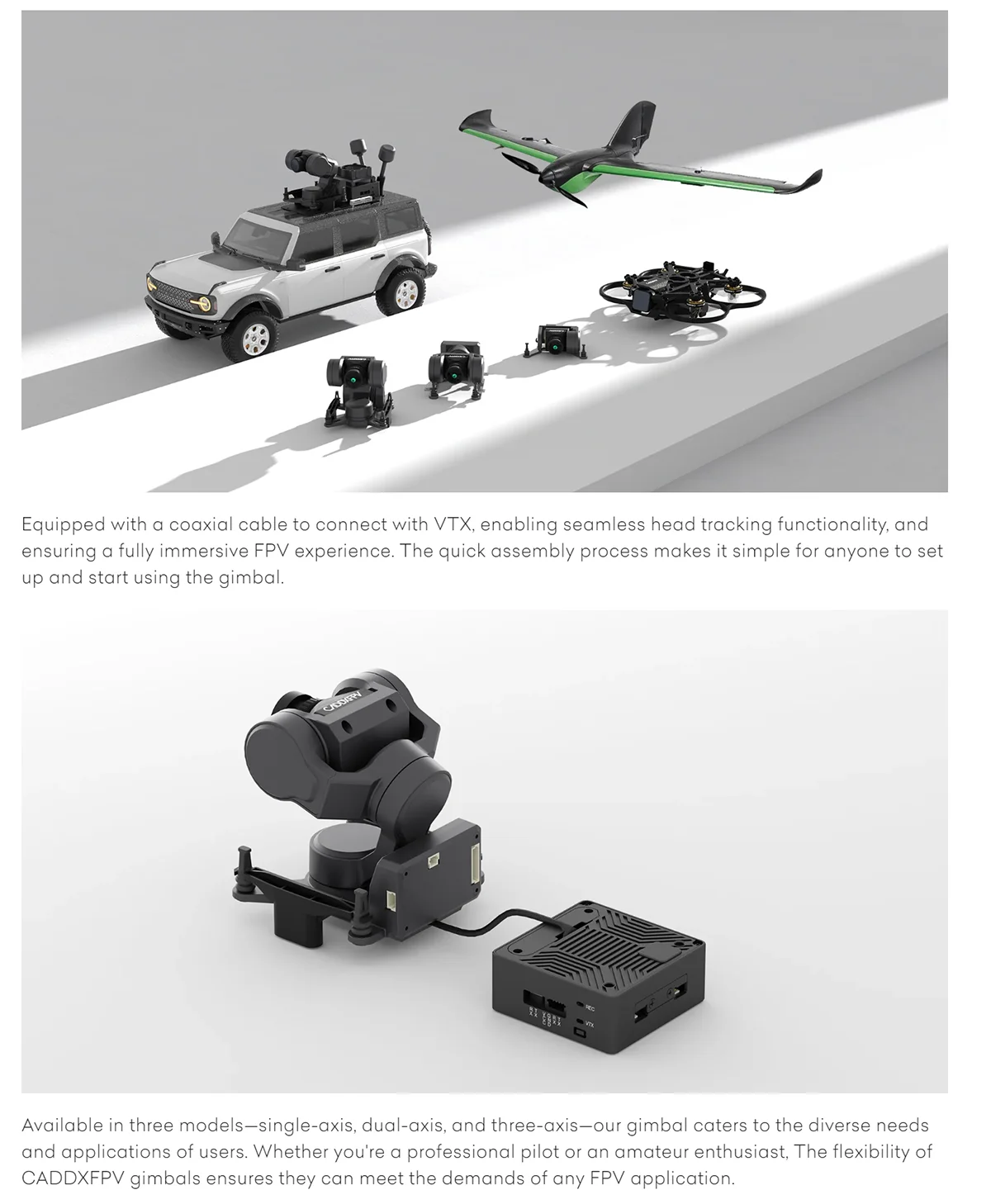 FPV Three Axis Gimbal Head Tracker for Avatar HD Goggles