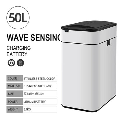 50L Smart Sensor Touchless Trash Can White