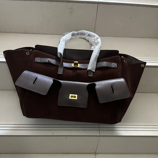 Large Black Gold Leather Tote Bag Spacious