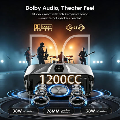 4K Supported 1080P Home Theater Projector with Bluetooth