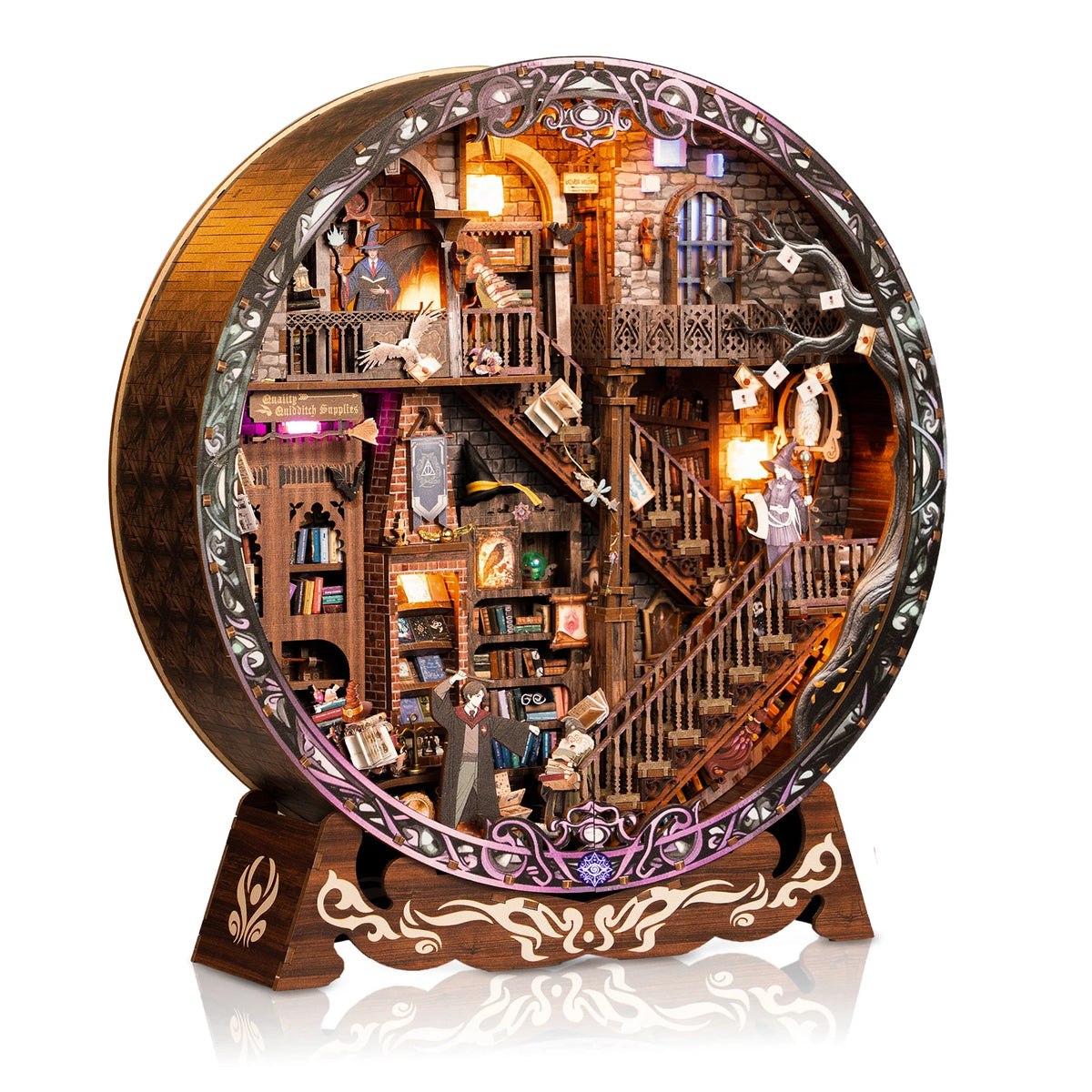 DIY Wooden Miniature Magic Library Dollhouse Kit with Furniture