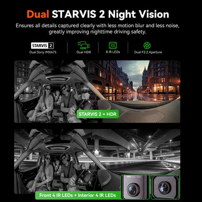 360° 5.2K Car Dash Camera with WiFi and 128GB