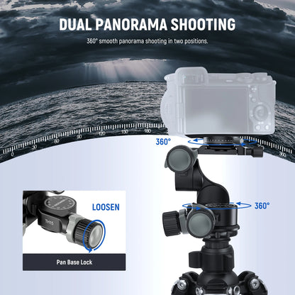 3-Way Geared Tripod Head with 360° Panoramic Control