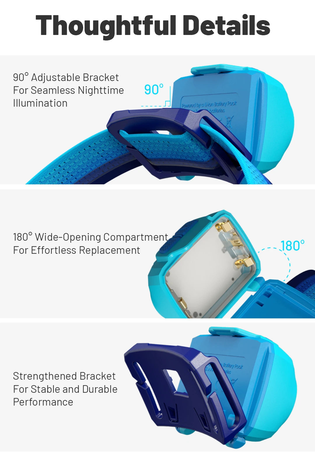 Rechargeable 800LM Running Headlamp with Four Light Sources