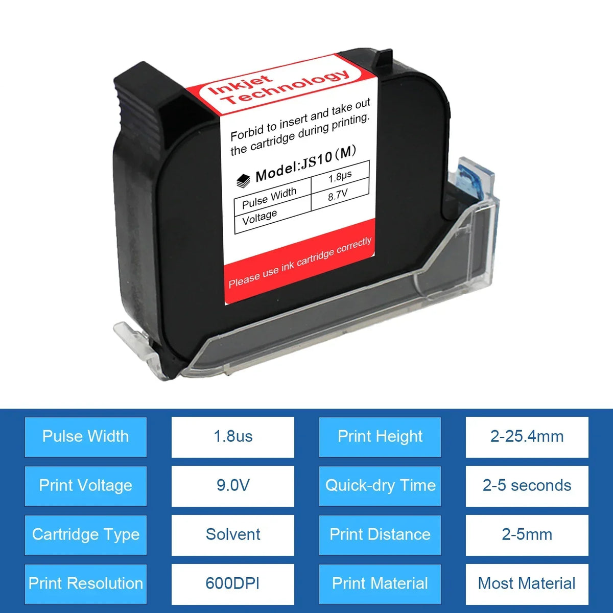 12.7mm Fast-Dry Black Ink Cartridges for Handheld Printer