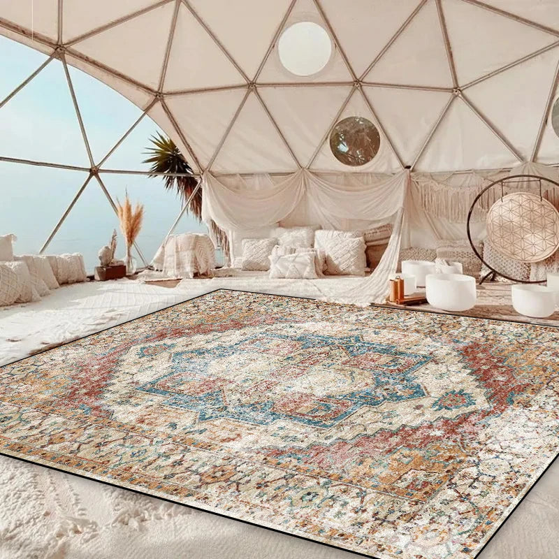 Thick Warm Flannel Rug Non Slip Colourful Bohemian Bedroom Floor