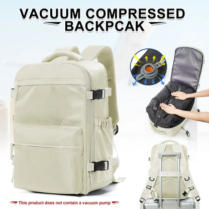 Business Travel Backpack with Compression Storage Beige