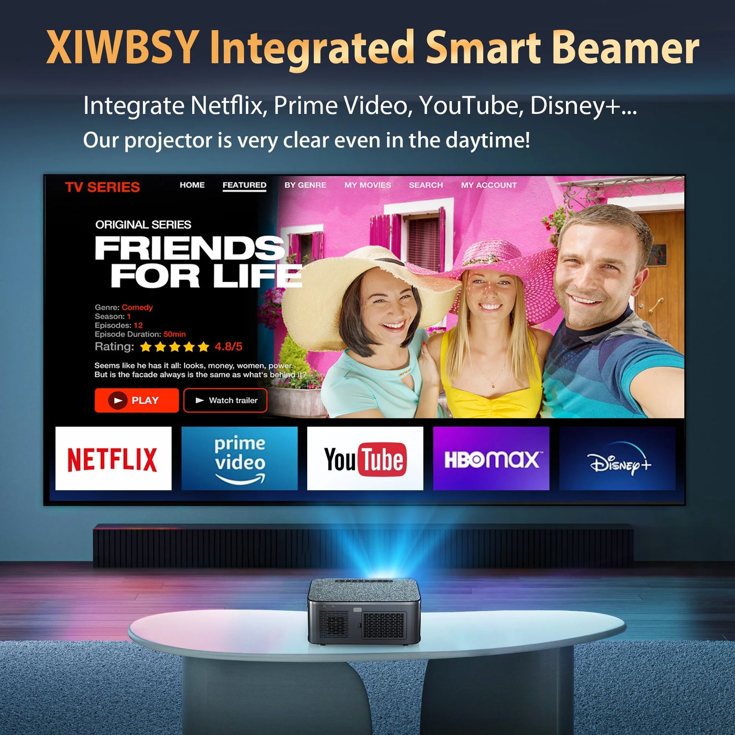 Smart 8K Projector 35000 Lumens with Auto Focus WiFi