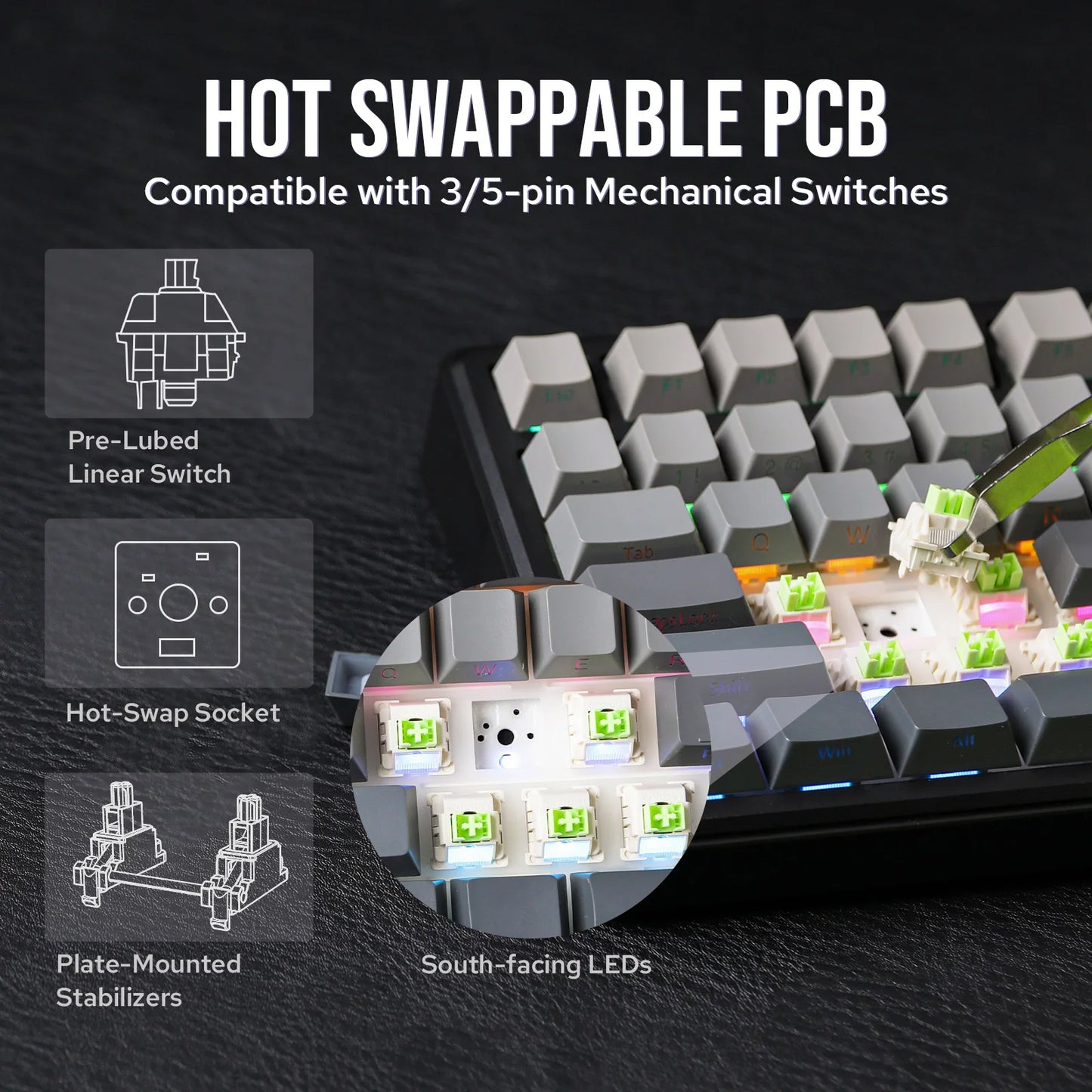 75% Wireless Mechanical Keyboard with TFT Screen and Knob